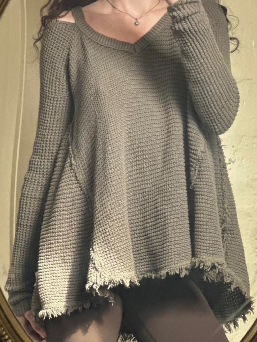 Free People Moonshine Waffle Knit V-Neck Sweater Originally $108